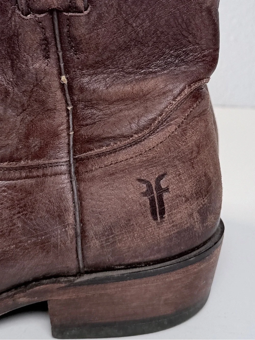Frye Womens 6.5 B Brown Distressed Leather Short Western Cowboy Boots